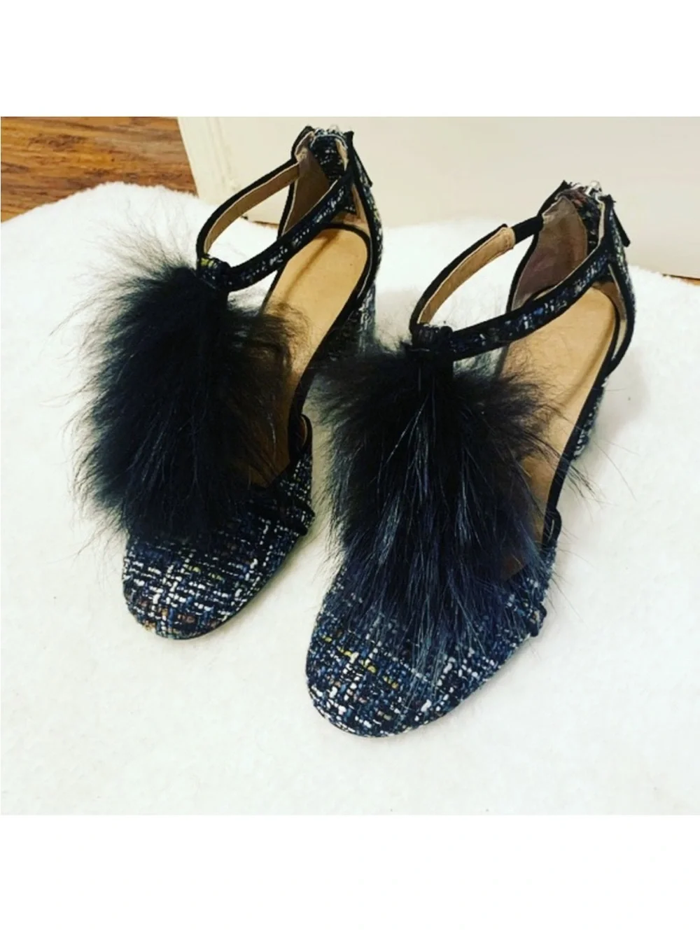 Anthropologie | Bettye by Bettye Muller Faux Fur T-Strap Heels 9.5 NWOT - Picture 6 of 6